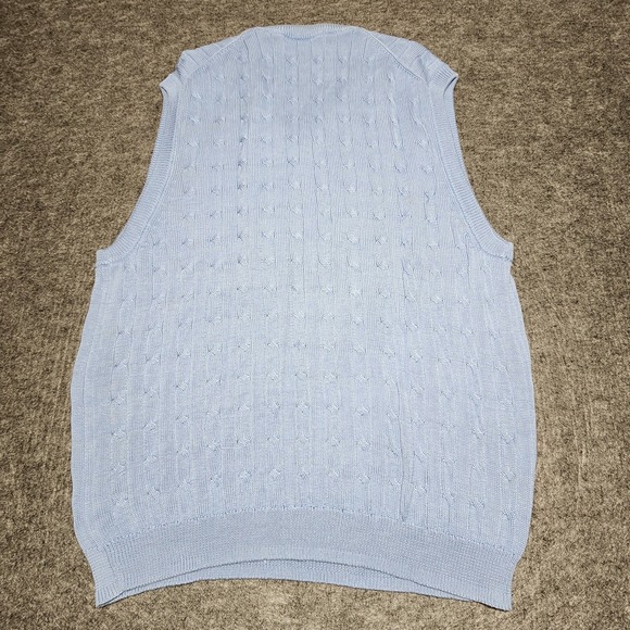 Brooks Brothers Country Club Cable Knit Sweater Vest Light Blue Large Preppy - Picture 2 of 6